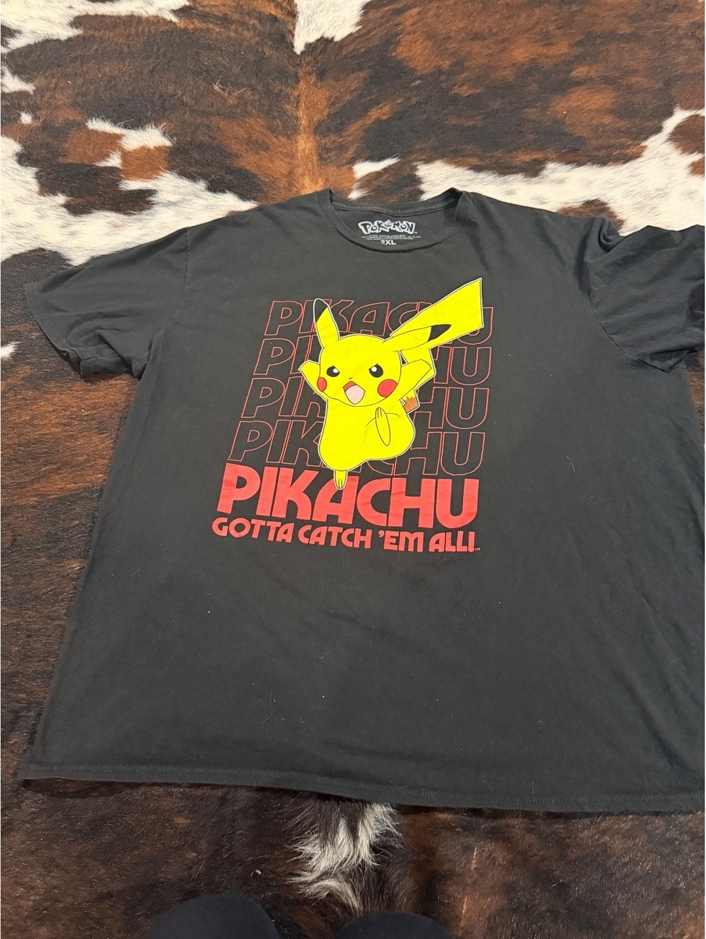 Pokémon Pikachu Graphic T-Shirt Size 2XL Black Cotton